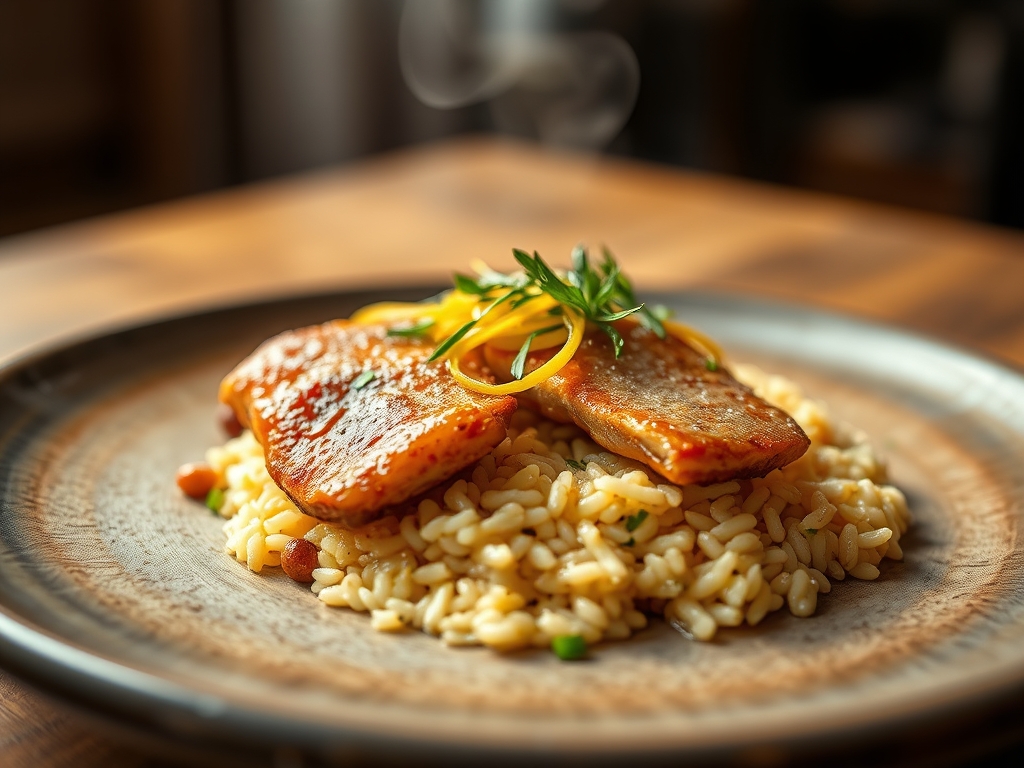 Arroz con pato y setas