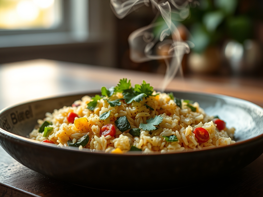 Arroz con verduras y azafrán