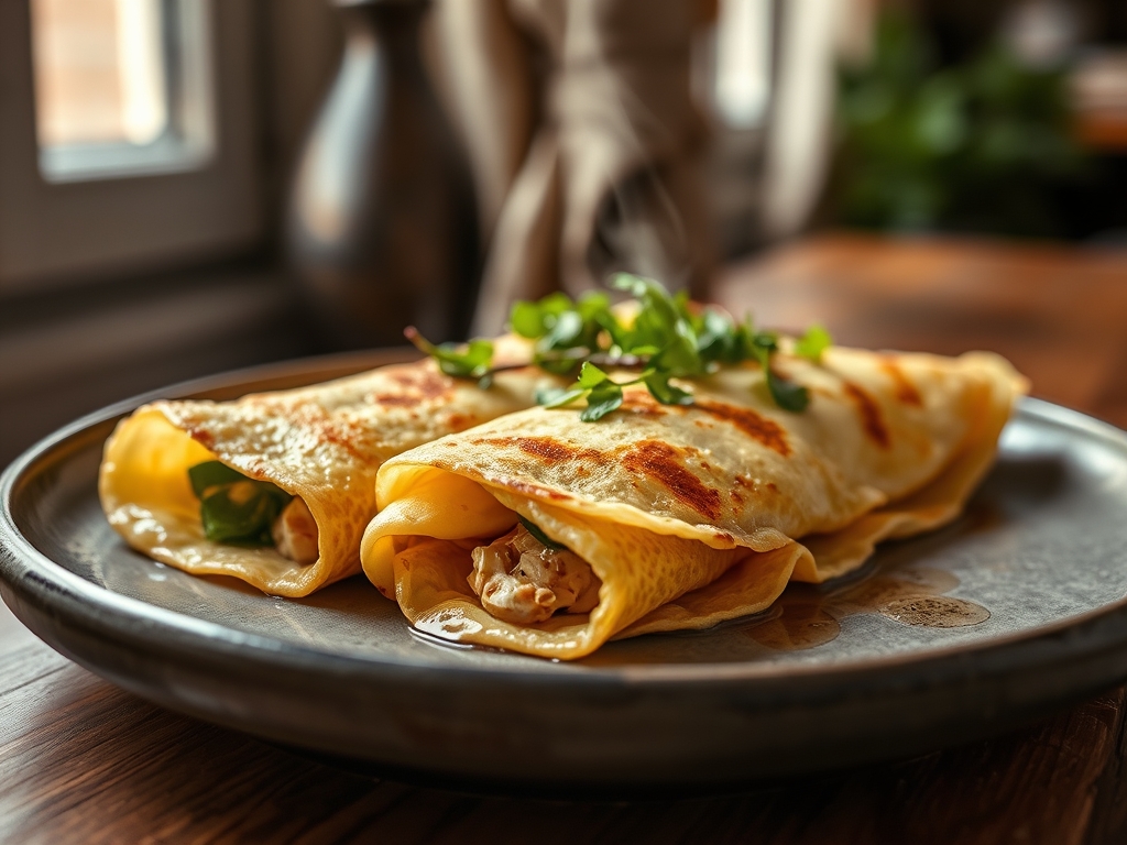Crepes de pollo y espárragos