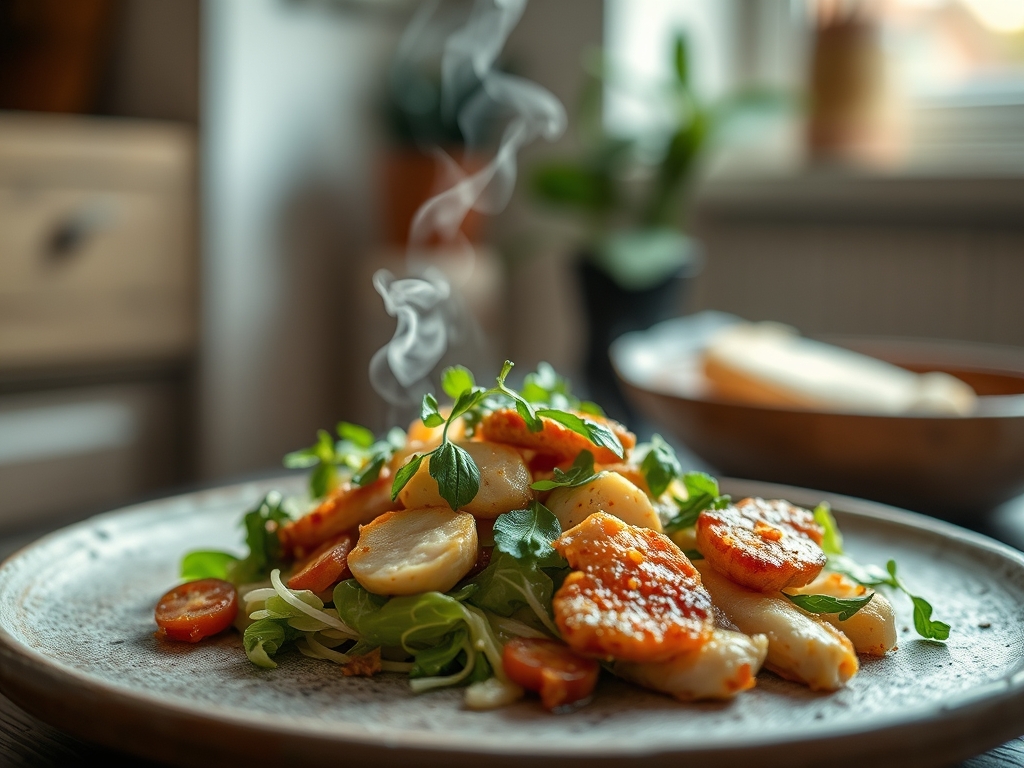 Ensalada César con pollo crujiente