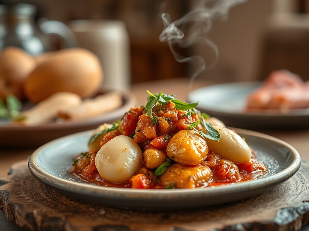 Gnocchis con salsa de trufa