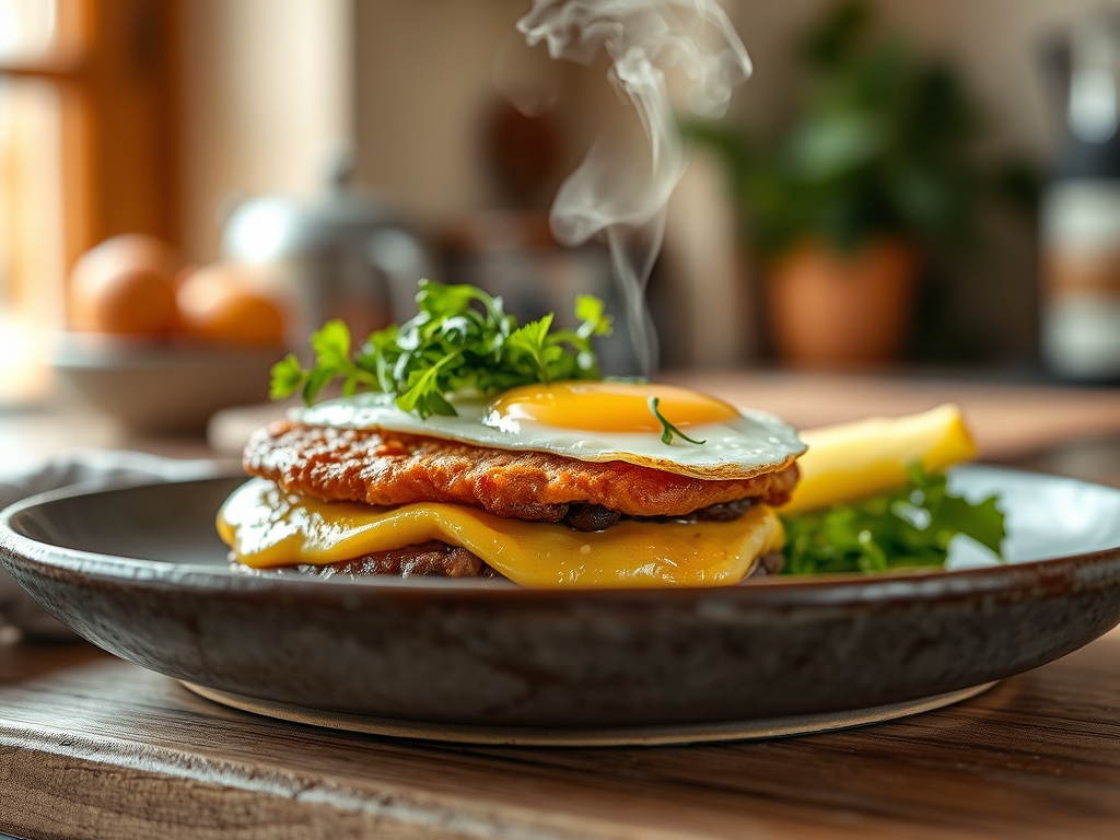 Hamburguesa con huevo y trufa