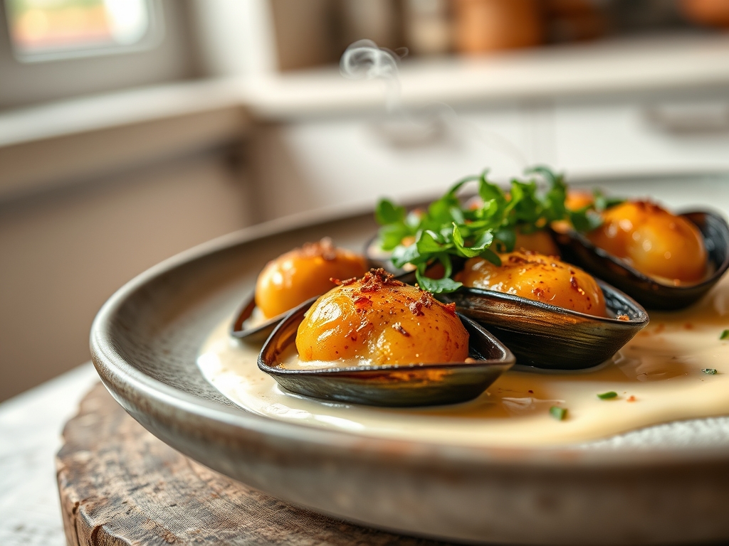 Mejillones con leche de coco