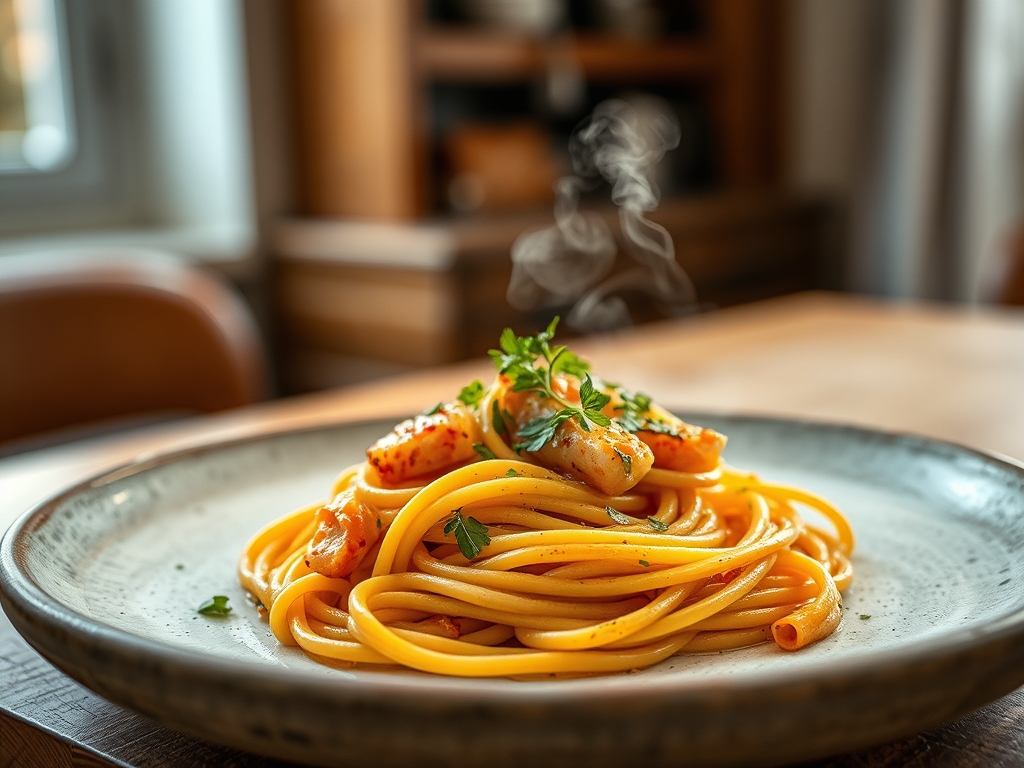 Pasta con salmón y vodka