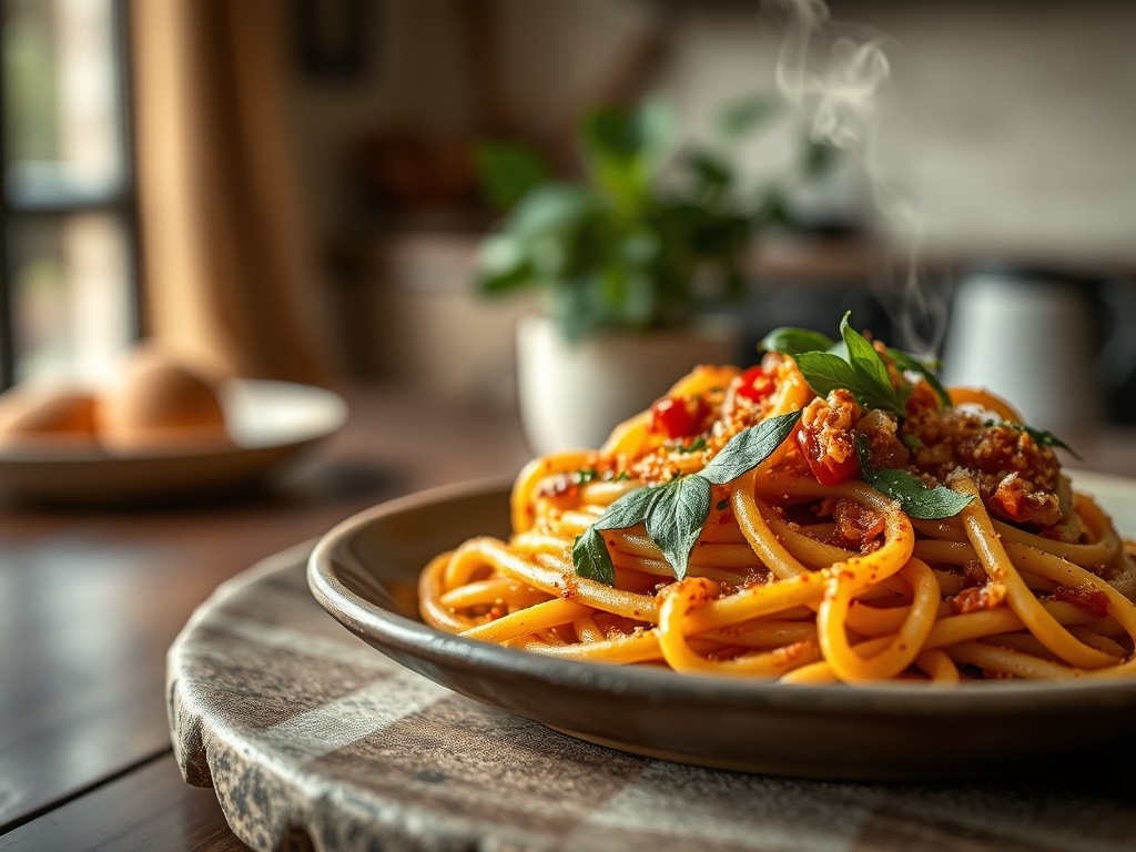 Pasta con salsa de nueces