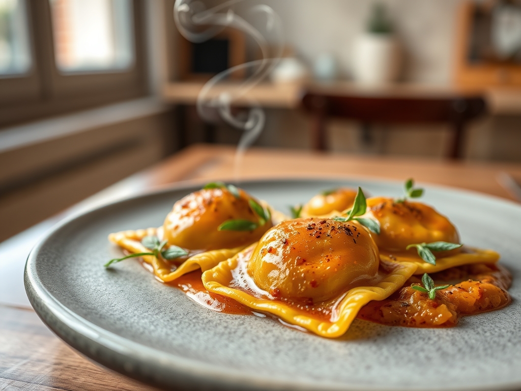 Raviolis de calabaza y salvia