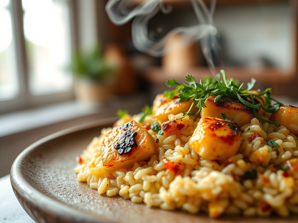 Arroz con espinacas y bacalao