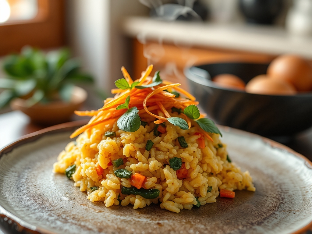 Arroz con verduras y setas