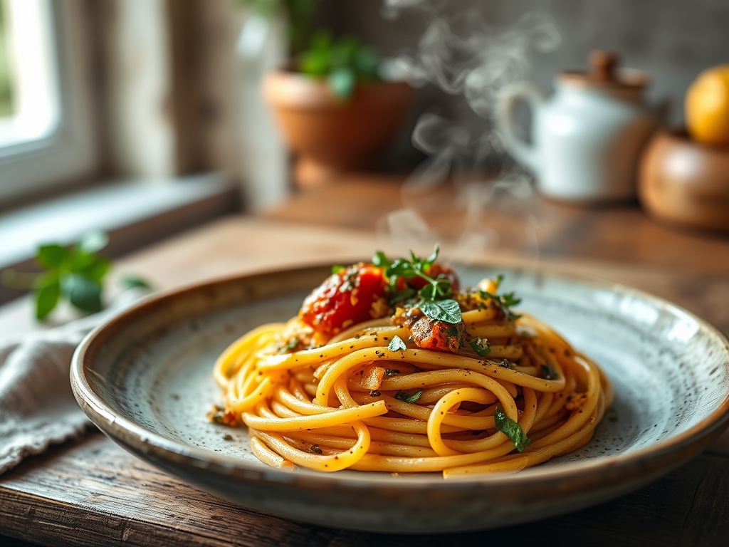 Pasta con pesto de tomates secos