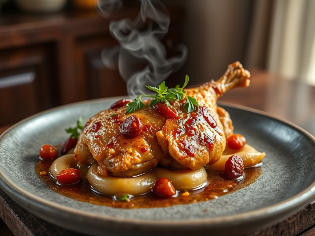 Pollo con dátiles y almendras